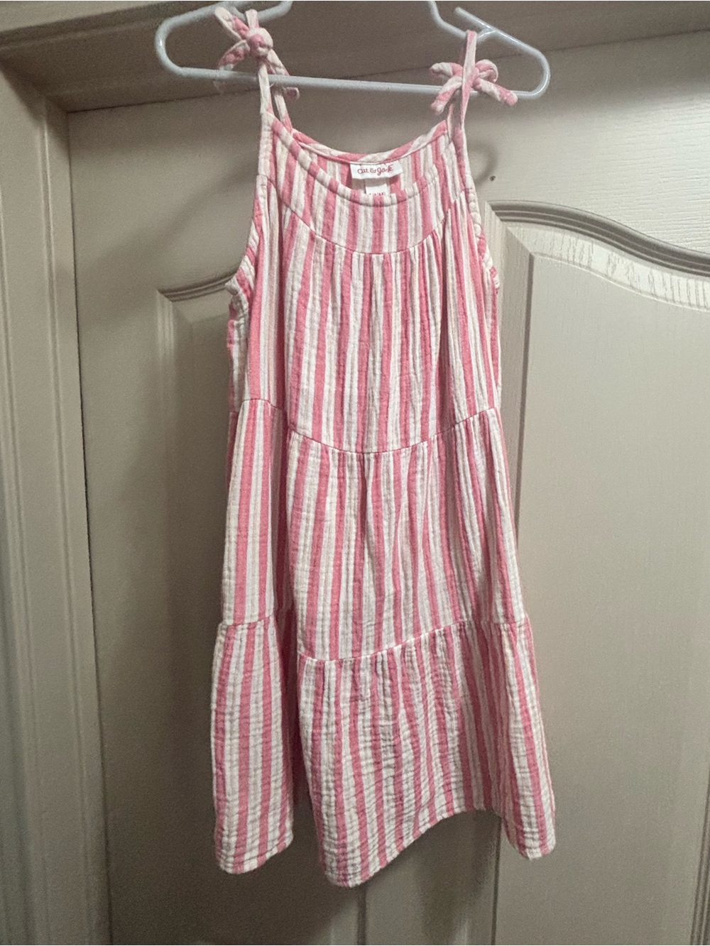 Cat & Jack Pink and White Striped Tie-Shoulder Girls' Dress